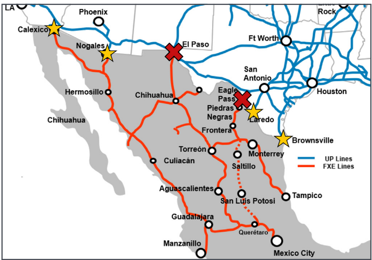 Texas up border map