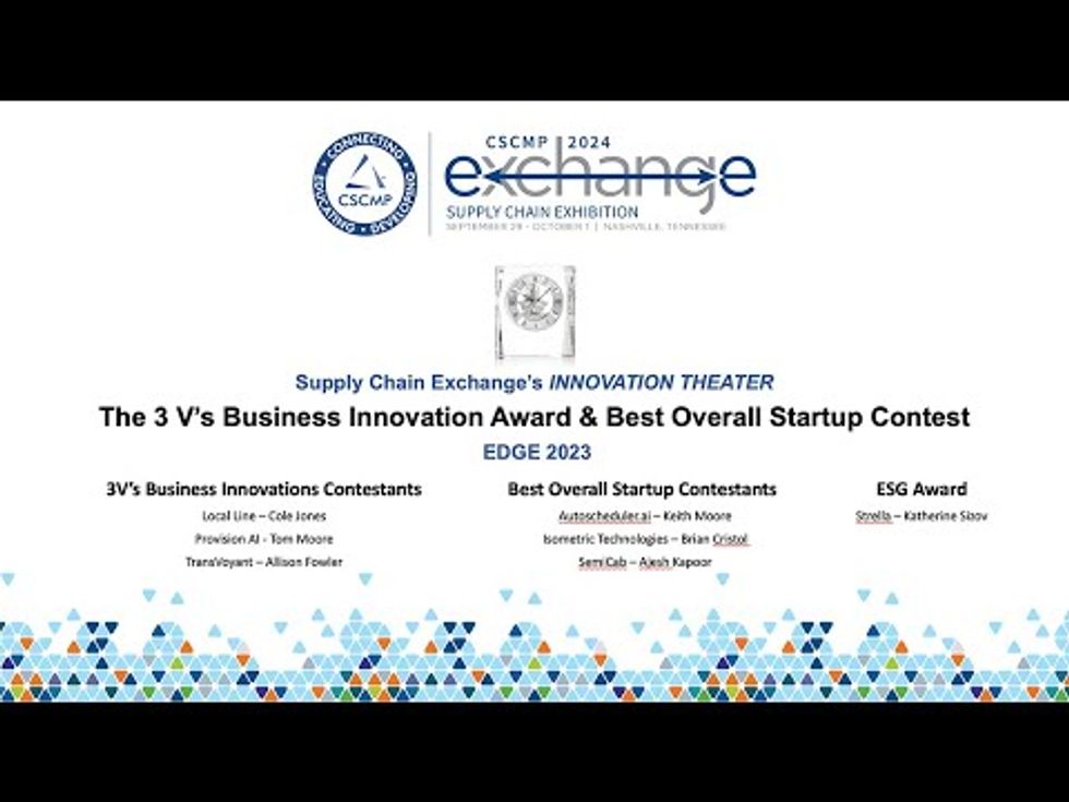 CSCMP EDGE 2023 Innovation Theater: The 3Vs Business Innovation Award and Best Startup Presentations