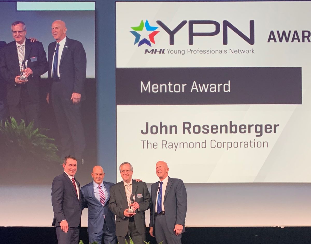 JOHN ROSENBERGER OF THE RAYMOND CORPORATION RECEIVES MHI MENTOR AWARD